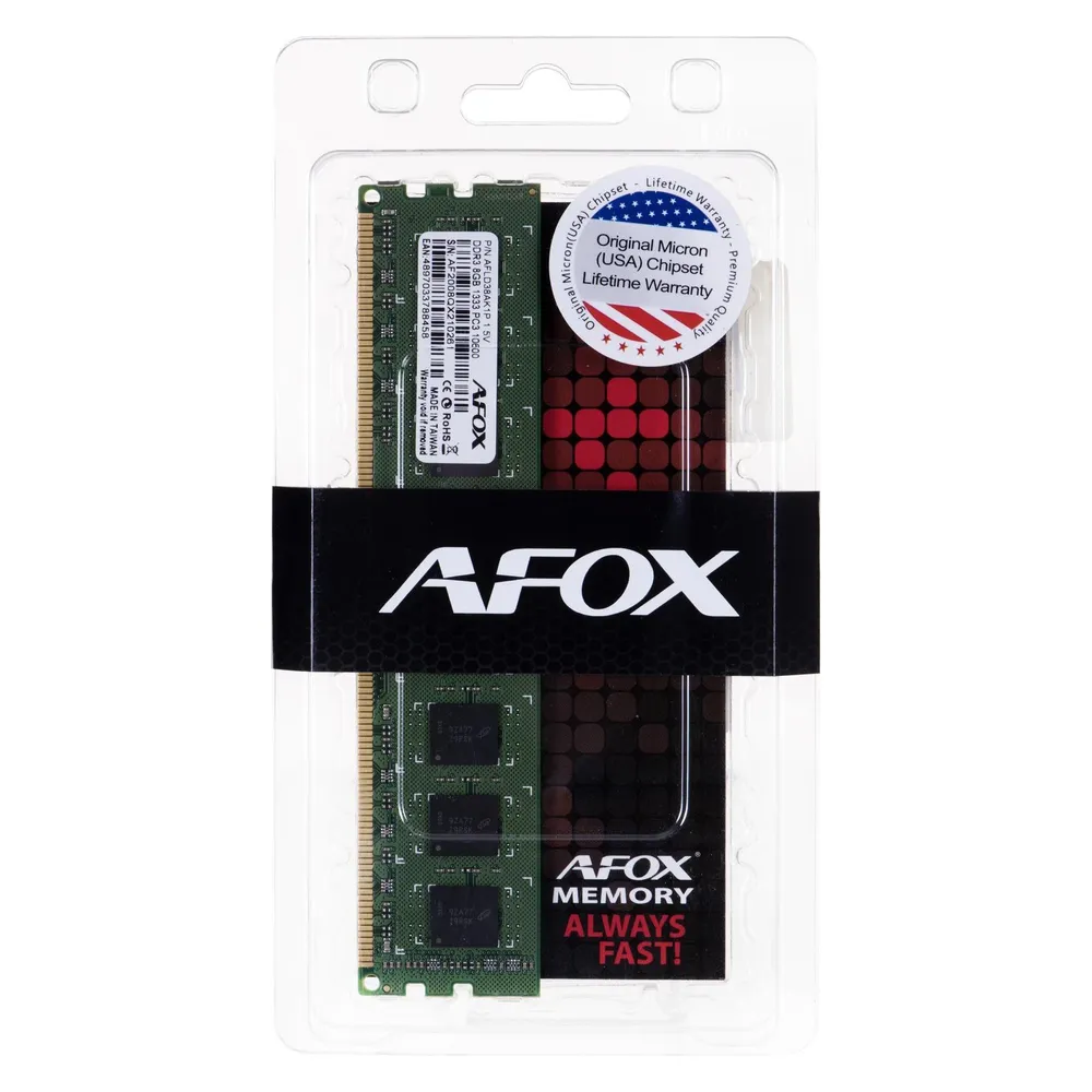 Memoria RAM AFOX DDR3 8G 1333 UDIMM 8GB 1x8GB DDR3 1333MHz CL9 Grün