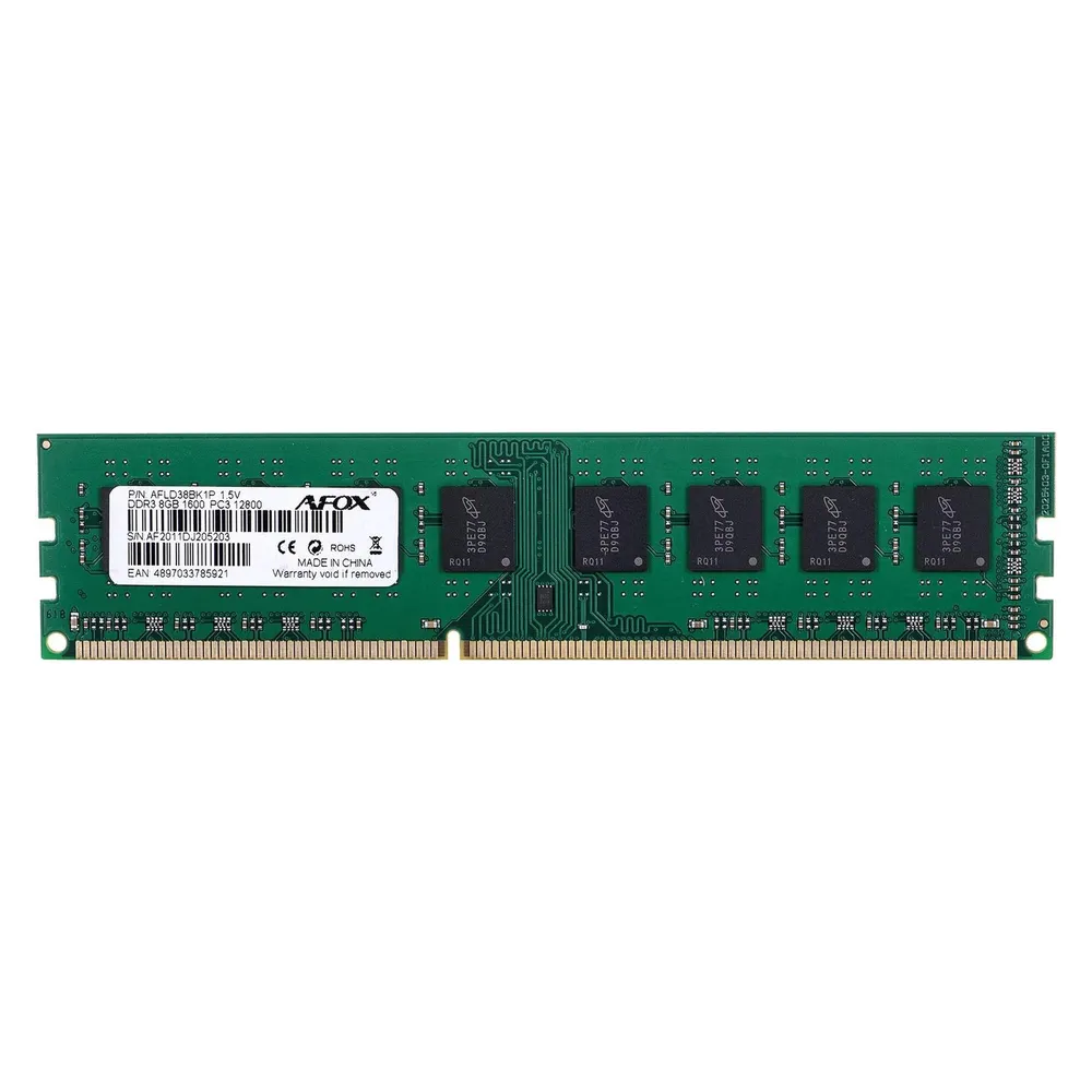 Memoria RAM Afox DDR3 8GB 1x8GB UDIMM 1600MHz CL11 Grün