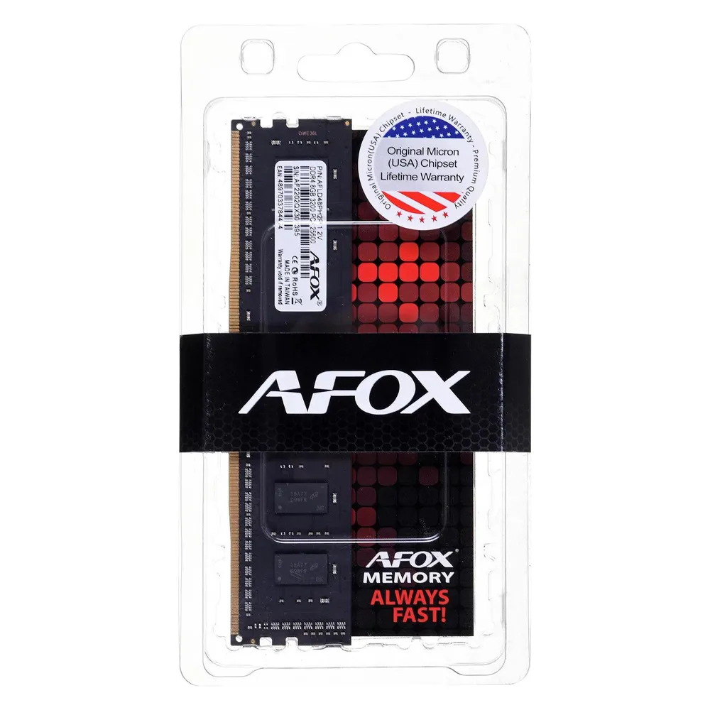 Memoria RAM AFOX 16GB 1x16GB DDR4 3200MHz CL22 UDIMM Schwarz