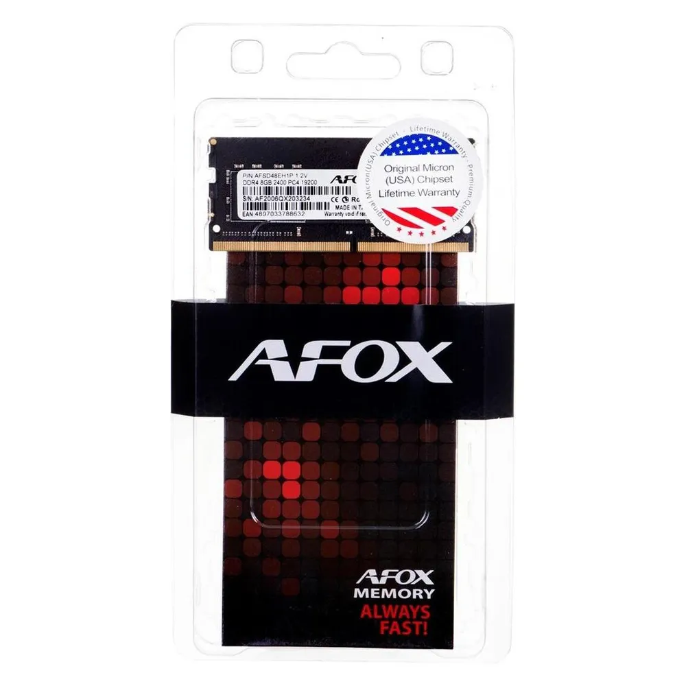 Memoria RAM Afox DDR4 8G 2400 1x8GB SO-DIMM CL17 Negro