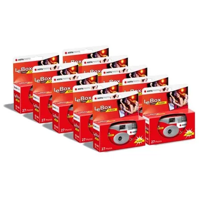 AgfaPhoto LeBox Flash Pack 10X Einwegkamera mit Blitz für 27 Fotos