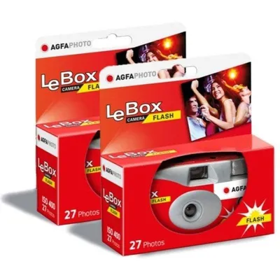 Cámara Analógica Agfaphoto LeBox Flash Pack 2X 31mm Einwegkamera Blitz