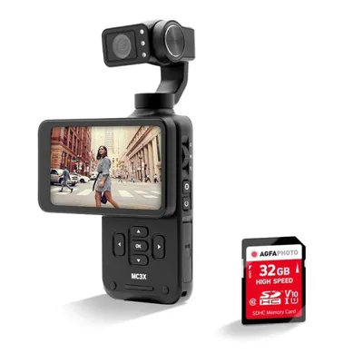 Agfaphoto Realimove MC3X Kompakte Digitalkamera 12MP Sony IMX317 CMOS-Sensor 4K Ultra HD 3-Achsen-Stabilisierung 3,5-Zoll-Touchscreen Eingebautes Mikrofon