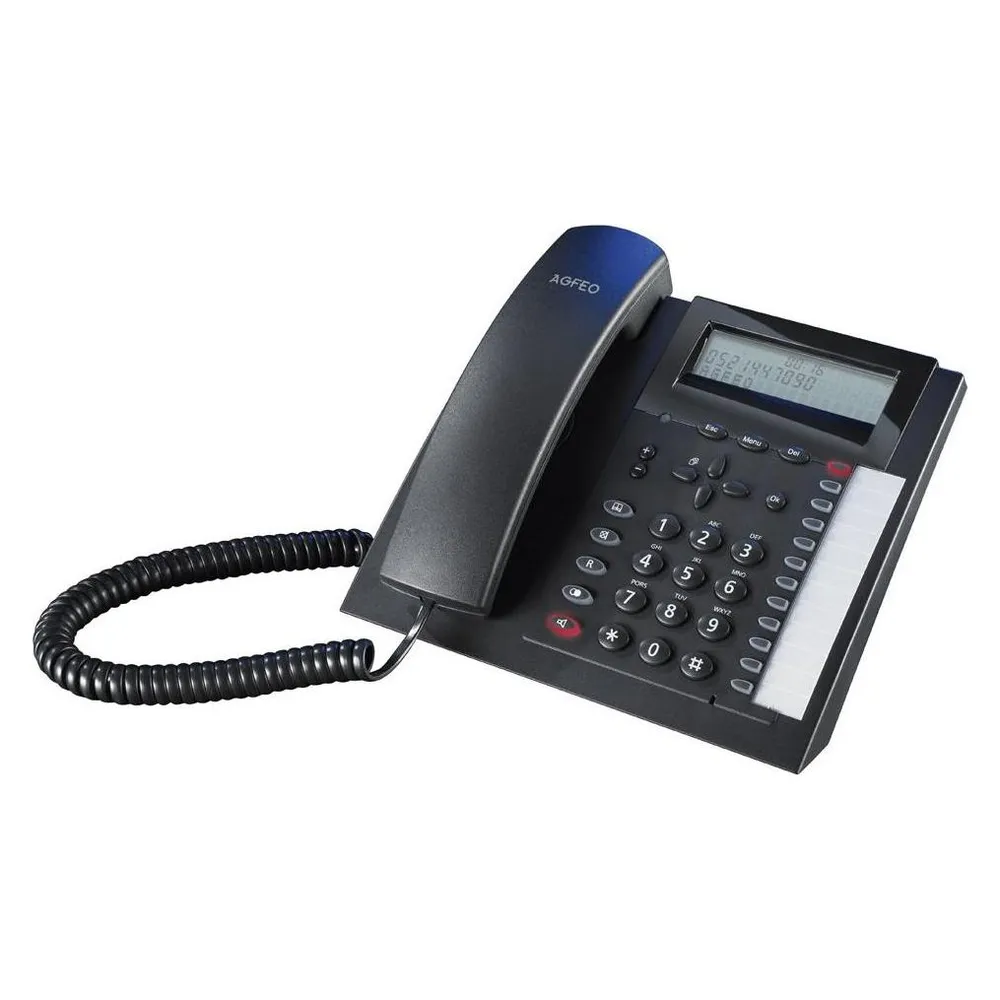 Agfeo T 18 schwarz analoges Telefon 3-zeiliges Display 3-stufiger Geräte- Neigungswinkel Headsetanschl....