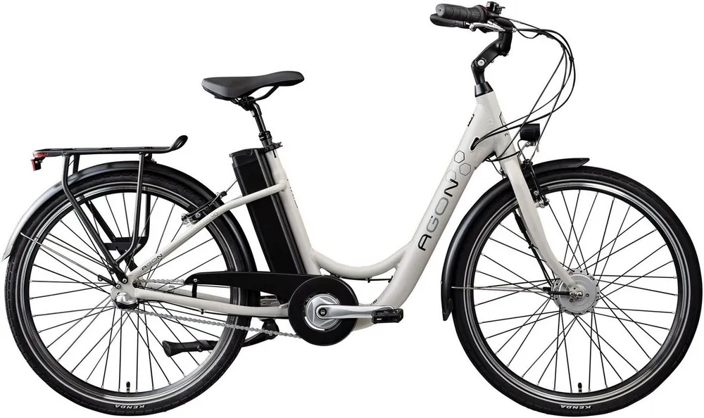 AGON E-Bike Cityrad Axis, 3 Gang, Nabenschaltung, Frontmotor, 536 Wh, E-Bike 26" Citybike 140-165cm Pedelec Nabenmotor Fahrrad 3 Gang Licht