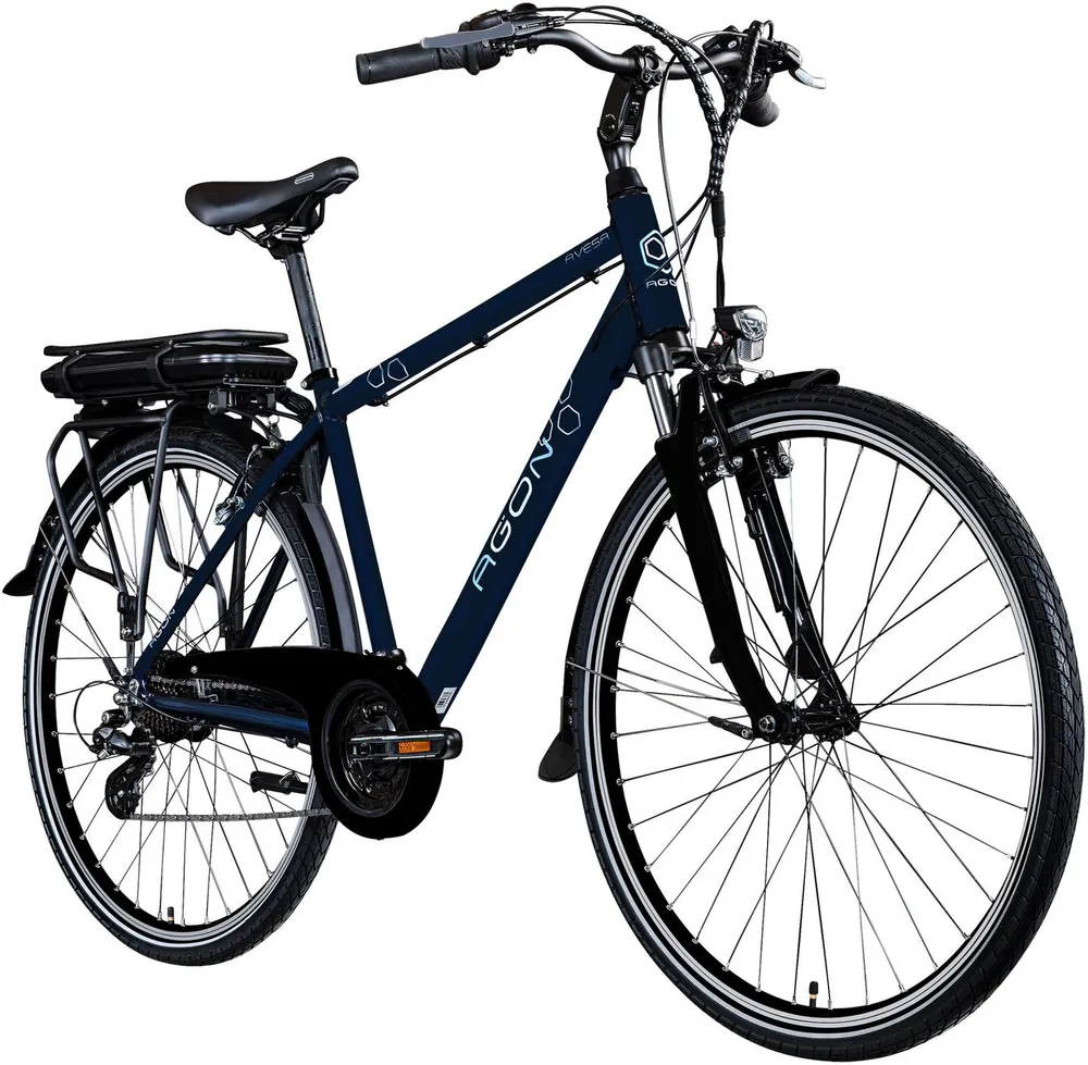 AGON E-Bike Trekkingrad Avesa, 21 Gang, Kettenschaltung, Heckmotor, 374 Wh, Pedelec, Elektrofahrrad für Damen u. Herren