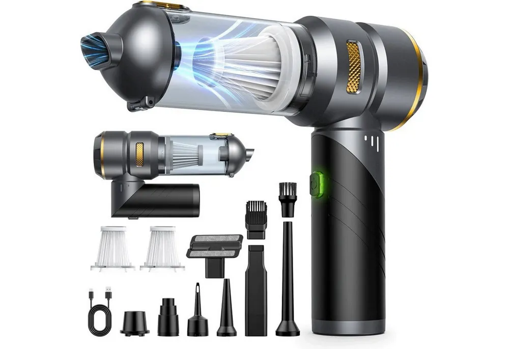 AIBISTAR Akku-Handstaubsauger Kabellos Handstaubsauger klappbar Air Duster 2in1 100.000 U/min, 6000mAh,20000 Pa,3 verstellbare Saugstufen,Klappbarer Griff
