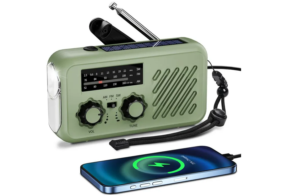 AIBISTAR Notfallradio,Solar Handkurbel Kurbelradio,AM/FM/SW mit Taschenlampe Notfallradio (SW, FM, AM, 5 W, mit austauschbarem 18650 Akku,SOS Alarm,Überlebenshilfe)