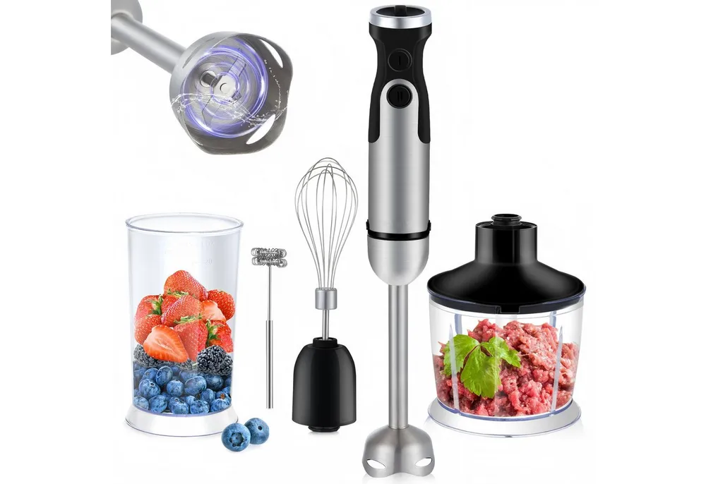 AIBISTAR Stabmixer Stabmixer 5 in 1,Edelstahl Pürierstab Set,6-stufig,Turbo, 1200 W, Stabmixer BPA-frei,für Babynahrung, Suppe, Smoothie
