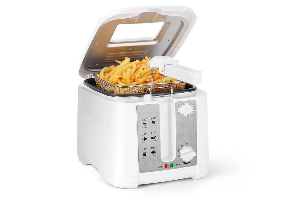 Aigostar Fritteuse Fritteuse mit öl, 1650W, 2.5L mit Sichtfenster, Weiß, 1650 W, Kompakte Ölfritteuse mit Sichtfenster und Antihaftbeschichtung