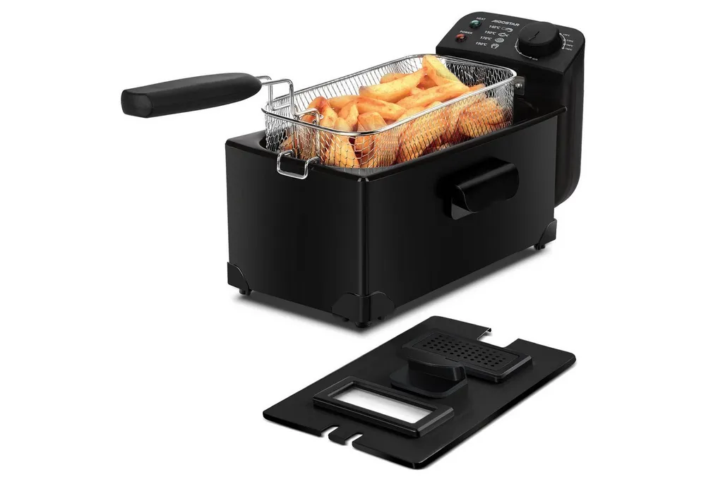 Aigostar Fritteuse mit öl-3L, friteuse mit Sichtfenster, stufenloser Temperaturregler bis 190°C, 2200 W, Temperaturregler bis 190°C, Überhitzungsschutz, Einfach zu Reinigen