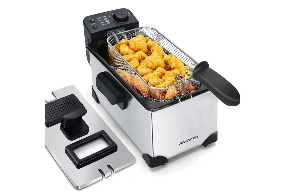 Aigostar Fritteuse Semi-professionelle Fritteuse, Edelstahl, 2200W, 3L