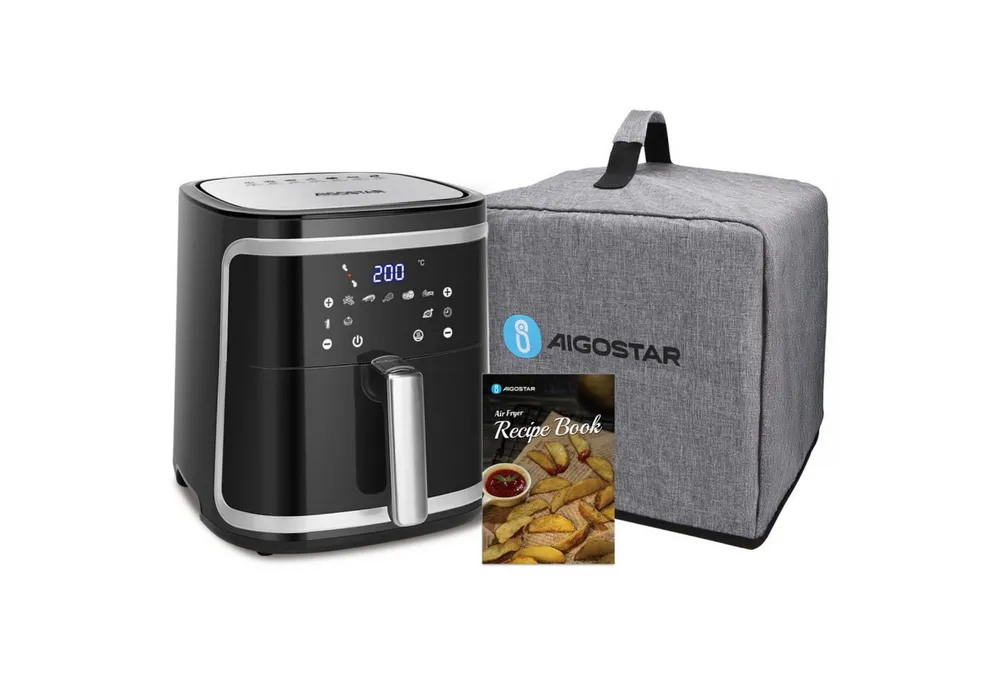 Aigostar Heißluftfritteuse Cube - 7L 1900W Airfryer mit LED-Touchscreen, 7-in-1, Ohne Öl, 90% weniger Fett, 1900,00 W, Temperatursteuerung (80 - 200 °C), 1 - 60 Mins Timer, Memory-Funktion