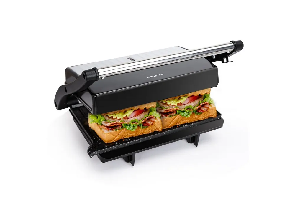Aigostar Paninigrill Kontaktgrill für Sandwiches Steak mit Antihaftbeschichtet 180º Öffnung, 1000,00 W, Gleichmäßige Erwärmung, Leicht zu lagern, Leicht zu Reinigen
