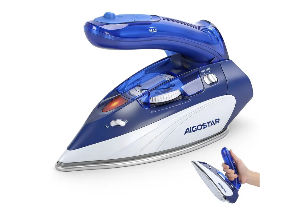 Aigostar Reise-Dampfbügeleisen Reisebügeleisen Mini, Doppelspannung 110-240V, Tragbar, Faltbarer, 1100,00 W, Reisedampfbügeleisen- und Trockenbügeln mit Wassertank 80ml