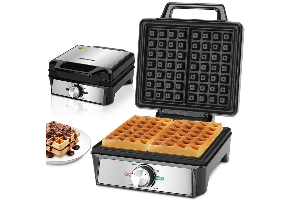 Aigostar Waffeleisen für 2 belgische Waffeln, Waffelautomat mit einstellbarer Temperatur, 1600 W, Waffelautomat mit einstellbarer Temperatur, LED-Anzeige