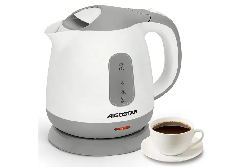 Aigostar Wasserkocher Mini Wasserkocher Klein 1L, Reisewasserkocher mit Abnehmbarer Filter, 1 l, 1100,00 W, BPA-Frei, Niedriger Stromverbrauch, Kompakt & Leicht, für Reisen