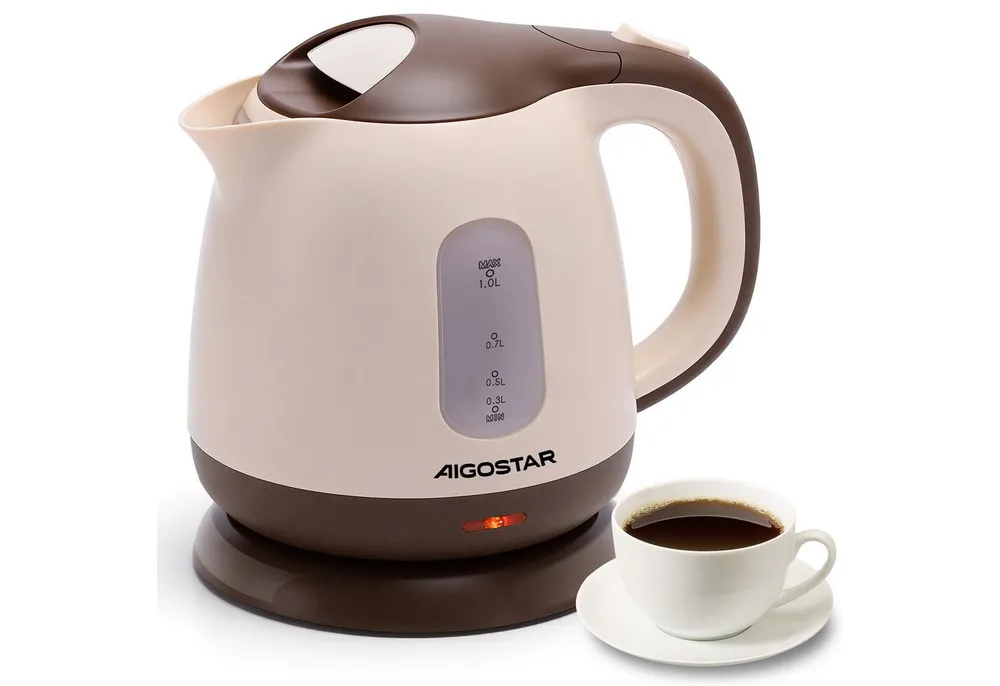 Aigostar Wasserkocher Mini Wasserkocher Klein 1L, Reisewasserkocher mit Abnehmbarer Filter, 1 l, 1100,00 W, BPA-Frei, Niedriger Stromverbrauch, Kompakt & Leicht, für Reisen