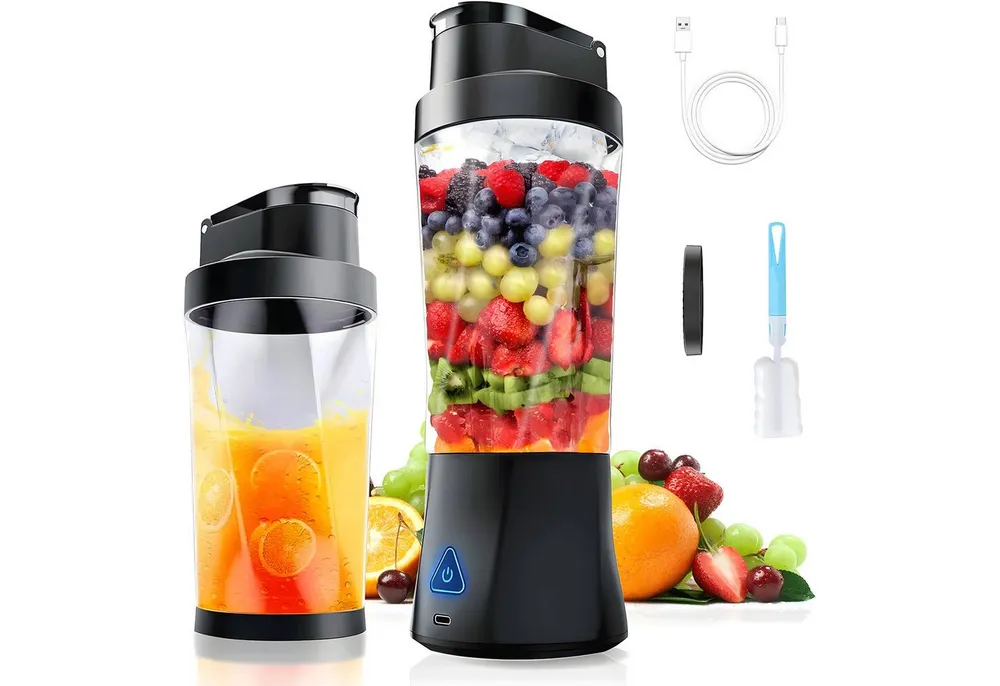 AIMAX Akku-Smoothie-Maker Tragbarer Mixer 700ml Mini Standmixer to Go - 6 Klingen Smoothie Maker, USB Shaker Bottle für Saft, für Küche, Reise, Büro, Fitness, Camper