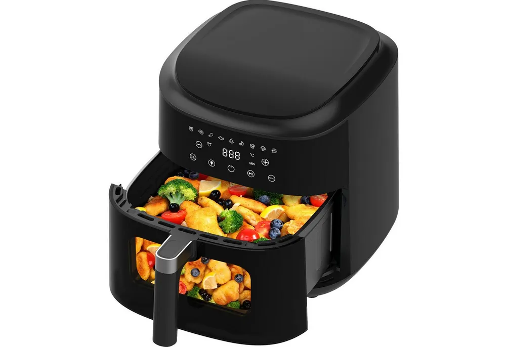AIMAX Heißluftfritteuse 9 Liter, XL Airfryer mit Sichtfenster, Touchscreen, 360° Heißluft-Technologie, 2350 W, Sichtfenster mit Licht, LED-Anzeige, 9 Programmen, Ohne Öl