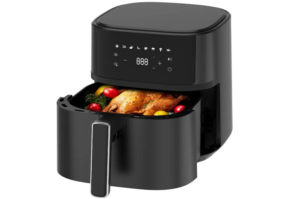 AIMAX Heißluftfritteuse XL, Airfryer mit Metall-Innenraum, 8 Programme, 1700 W, 6.5L, Touchscreen & Rezeptbuch, fettarmes und knuspriges Garen