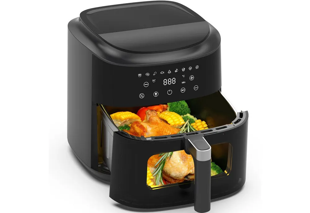 AIMAX Heißluftfritteuse XXL 9L Airfryer mit Touch-Display, 9 Programmen, einstellbarer Zeit und Temperatur, spülmaschinengeeignet, 2350 W, 40–200 °C,360° Heißluft-Technologie, Fettarm