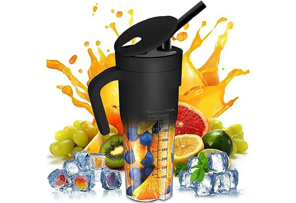 AIMAX Standmixer Tragbarer Standmixer für Smoothies und Shakes 470ml Shaker Elektrisch, 150 W, USB Wiederaufladbarer 4000mAh Mini-Mixer mit 6 Klingen für Saft