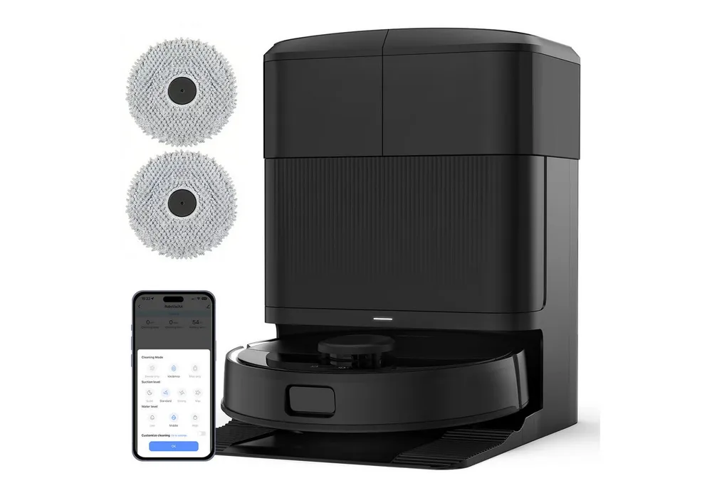 AIRROBO Nass-Trocken-Saugroboter M2 Saugroboter mit Wischfunktion, All-in-One-Station, 55 W, automatische Entleerung, Reinigung & Trocknung, 15000 Pa Saugkraft, LiDAR-Navigation, 180 min Laufzeit