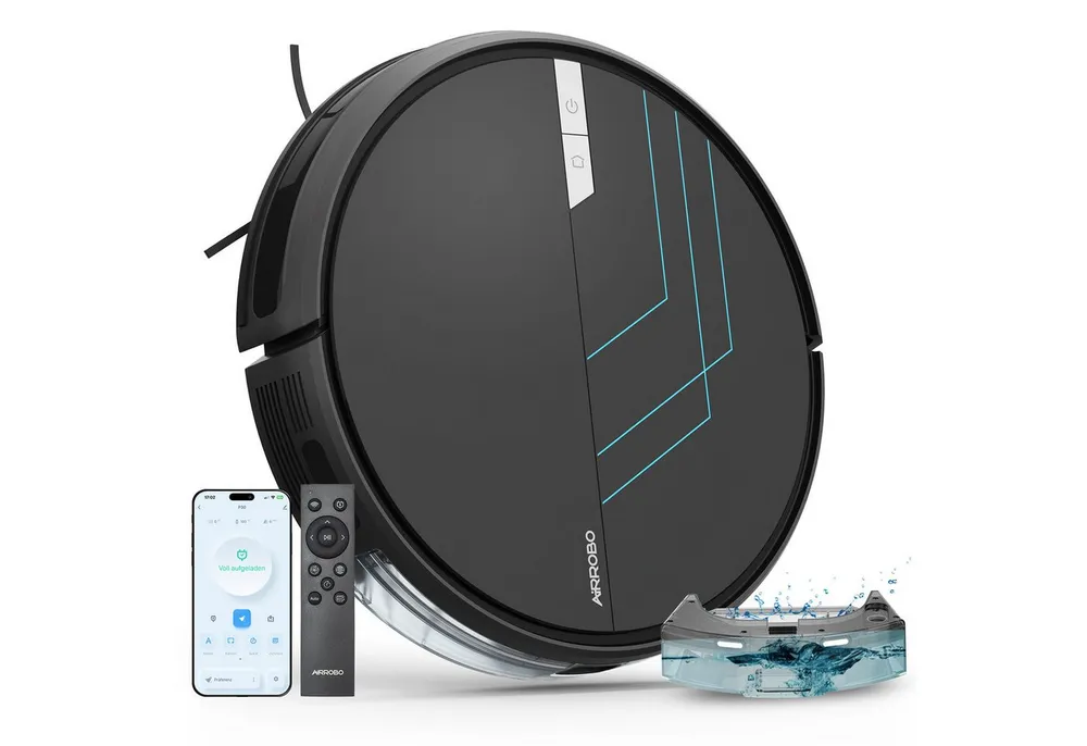 AIRROBO Saugroboter P20/P30/G50/G60 Roboterstaubsauger, akku vacuum cleaner, 45 W, 4000Pa,3-in-1 Kehren & Saugen & Wischen, intelligente Gyroskop-Navigation, Unterstützt WLAN/App/Sprachsteuerung, für Tierhaare & Hartböden