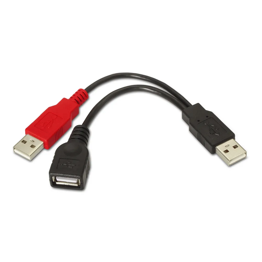 USB-Kabel Aisens A101-0030 2x USB-A Männlich + USB-A Weiblich 15cm Schwarz Rot