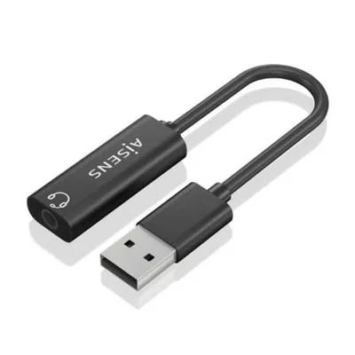 AISENS A106-0770 USB-A Soundkarte 3,5mm Klinke 48KHz 0,1m Schwarz