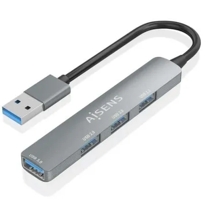 AISENS A106-0859 USB 3.0 Hub Aluminium 1xUSB3.0+3xUSB2.0 10cm Grau PC