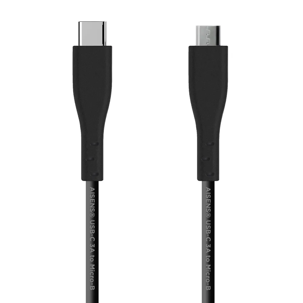 Aisens USB 2.0 3A Typ-C-Stecker auf Micro-B-Stecker-Kabel, 2 m, Schwarz