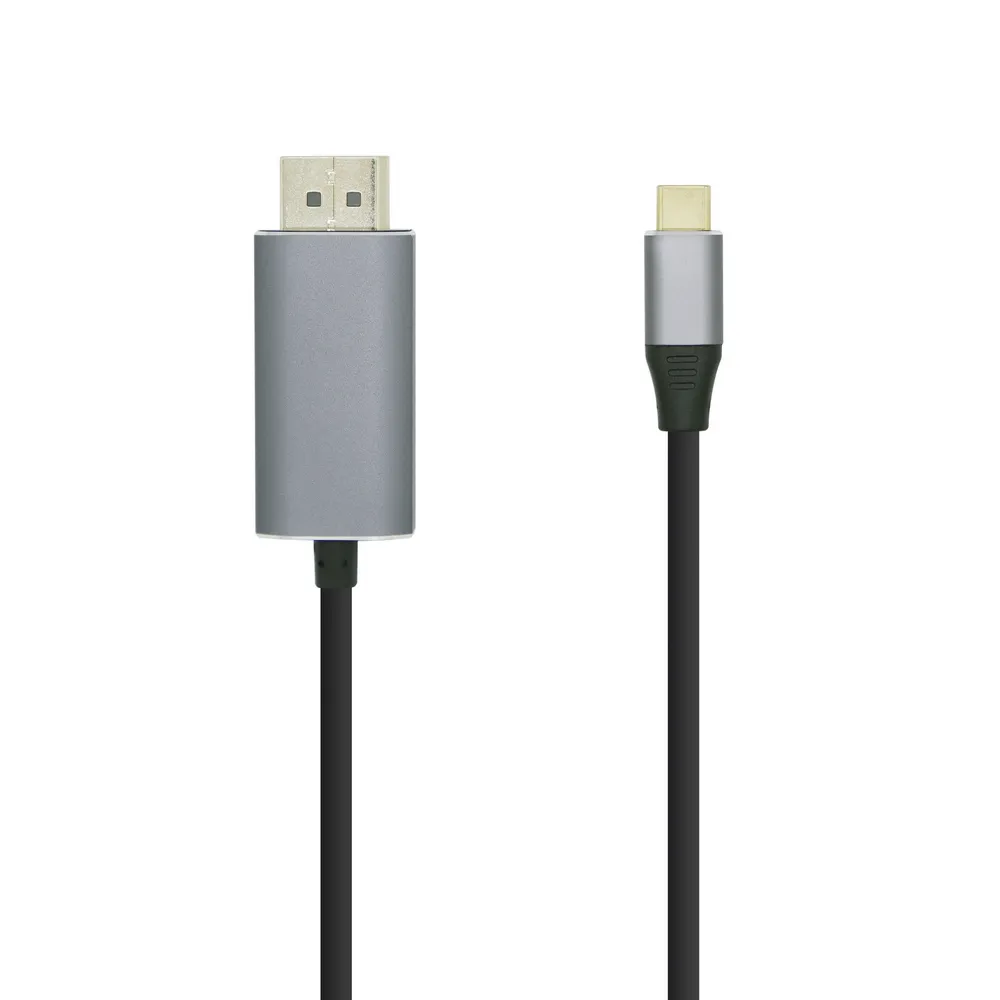Aisens USB-C auf DisplayPort Kabel Stecker/Stecker 0,8m Silber/Schwarz