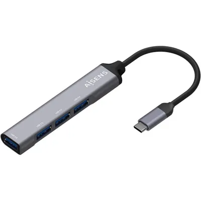Aisens USB 3.1 Typ C auf 4x USB 3.0 Hub Adapter Grau