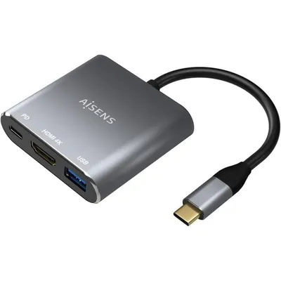 Aisens USB-C 3-in-1 Adapter zu HDMI 4K/USB 3.0/USB-C 15cm Grau