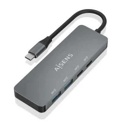 Aisens USB HUB 3.2 Gen2 10G USB-C auf USB-C/M + 2xUSB-C/F + 2xUSB-A/F 15cm Grau