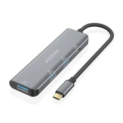 AISENS Hub 4 Ports USB 3.2 Gen1 5Gbps Modell A109-0762 Slim Plug&Play Grau