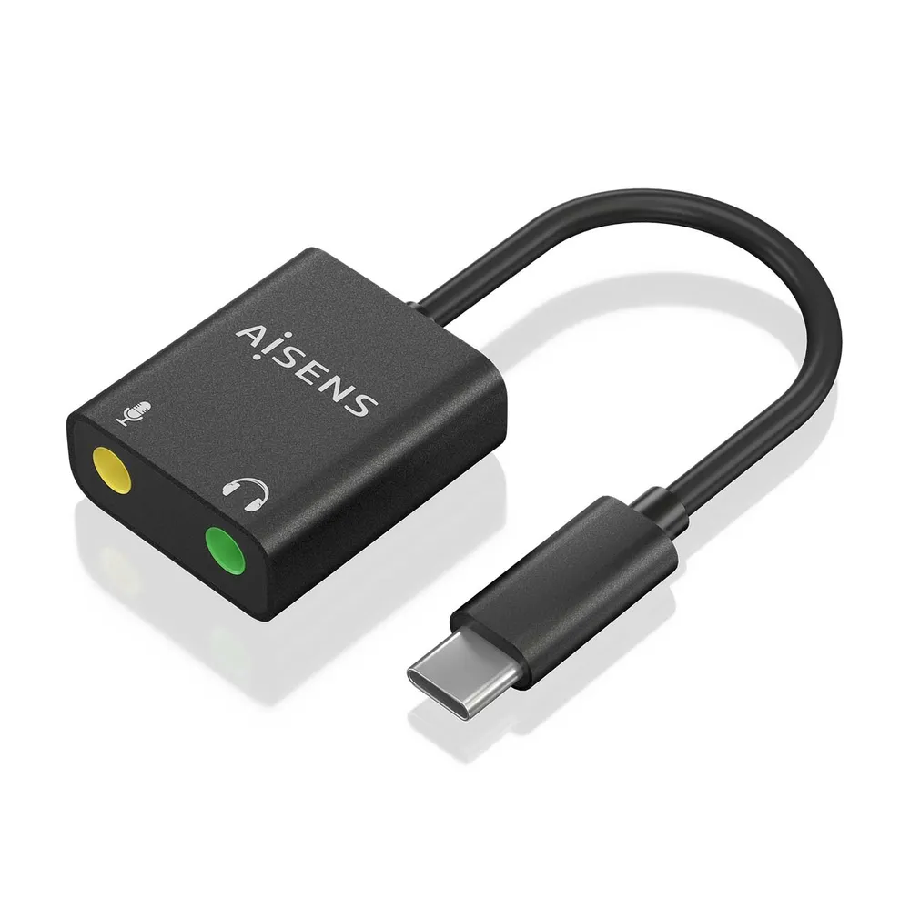 USB-C Audio Konverter AISENS A109-0767 48KHz USB-C/M auf 2x 3.5mm Klinke Schwarz 10cm