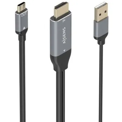 HDMI 2.0 Stecker USB-A Stecker auf USB-C Stecker Konverterkabel AISENS A109-0871 4K 1,8m schwarz