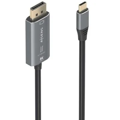 AISENS A109-0880 USB-C/DisplayPort 8K Konverterkabel 1,8m Schwarz Bidirektional Aluminium