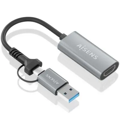 HDMI-Konverter AISENS A109-0913 USB-A USB-C Stecker HDMI 1080P 15cm Grau