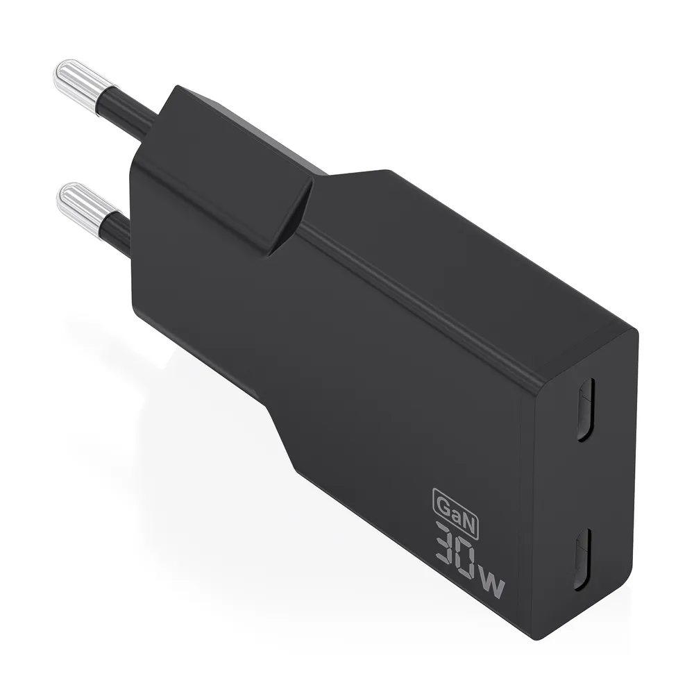 Wandladegerat Aisens A110-1006 GaN 30W 2xUSB-C ultradunn schwarz