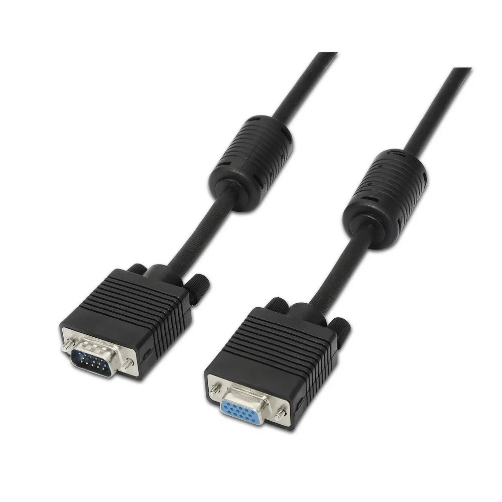 Aisens SVGA-Kabel mit Ferrit-Stecker/Buchse, 1,8 m, Schwarz