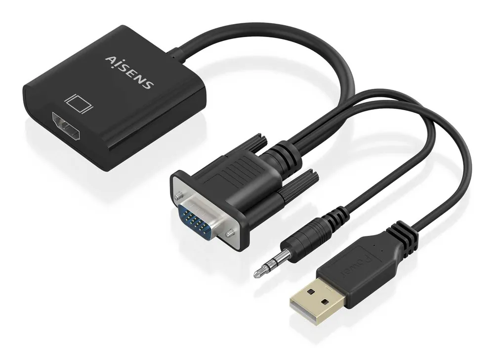 Kabeladapter AISENS A115-0872 SVGA Macho Audio USB-A Macho HDMI Hembra 20cm Schwarz