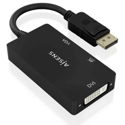 DisplayPort Konverter AISENS A125-0861 DP 1.2 auf VGA/DVI/HDMI 4K 15cm Schwarz