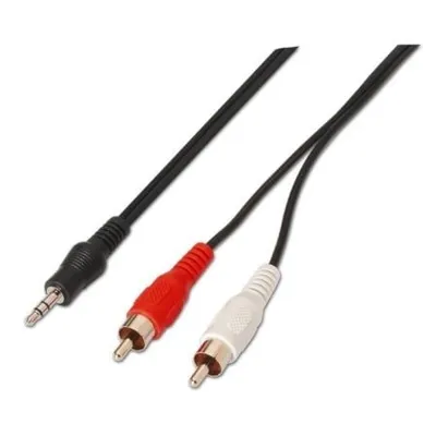 AISENS A128-0148 Stereokabel 3,5mm Klinkenstecker auf 2x Cinchstecker 3m Schwarz bis 0,1W
