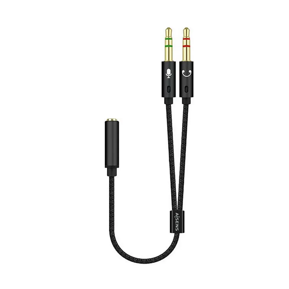 Aisens Audiokabel Klinke 3,5mm auf 2xKlinke 3,5mm Buchse/Stecker 25cm Schwarz