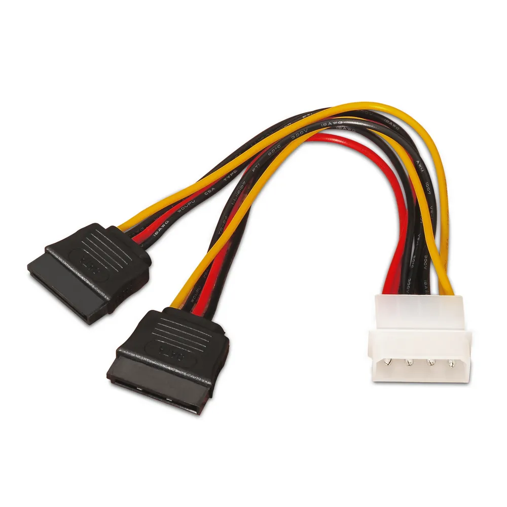 SATA-Stromkabel AISENS A131-0161 Molex 4 Pin Stecker zu 2x SATA Buchse 20cm 100% Kupfer