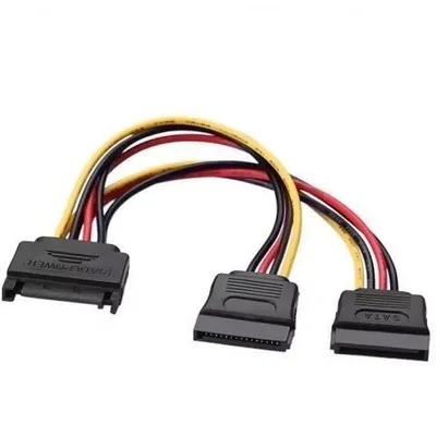 AISENS A131-0353 SATA Stecker auf 2x Buchse 15pol Kabel 0,2m Schwarz bis 54W